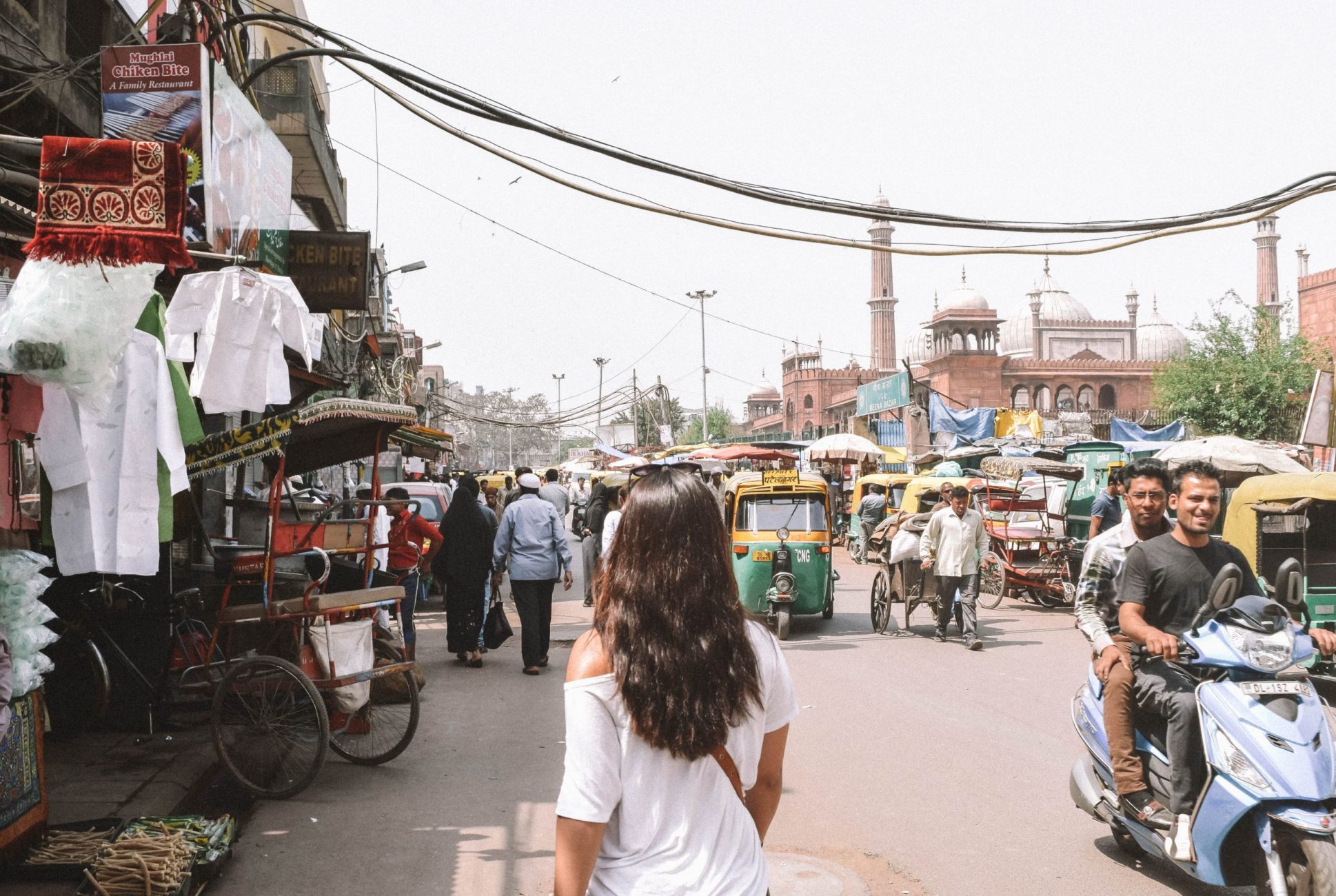 Walking in the street in Delhi, India