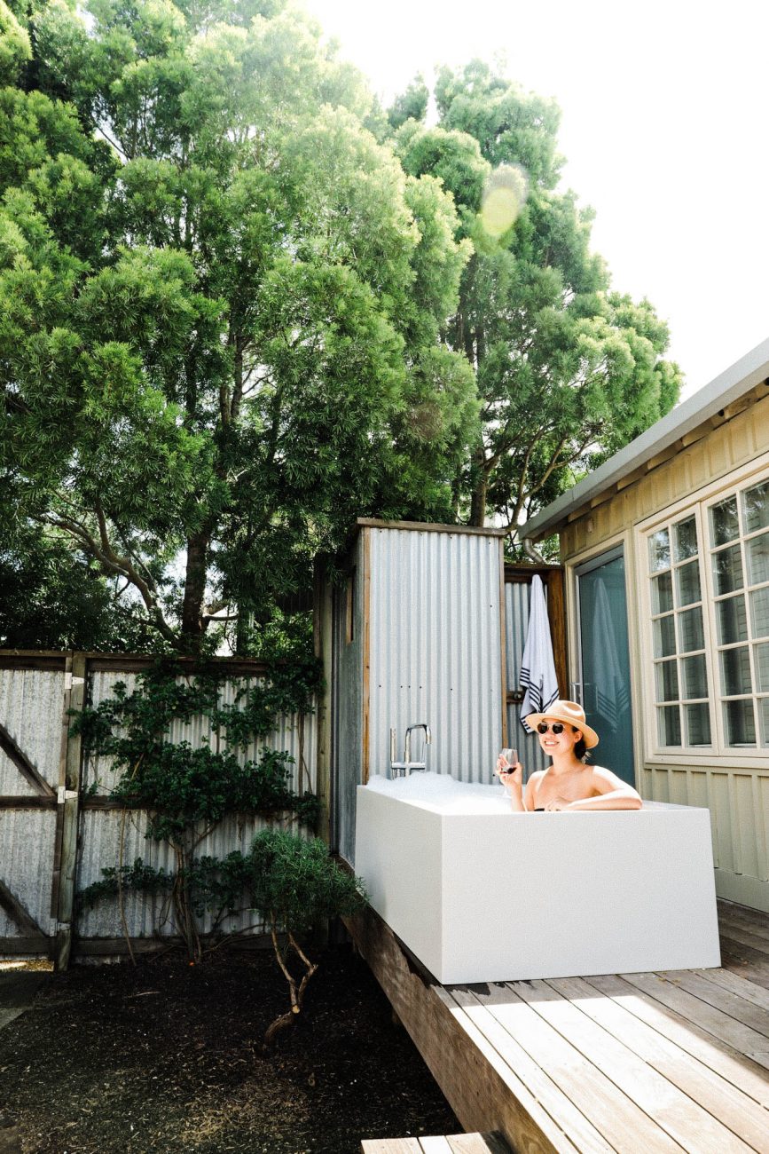 Outdoor tub at Carneros Resort